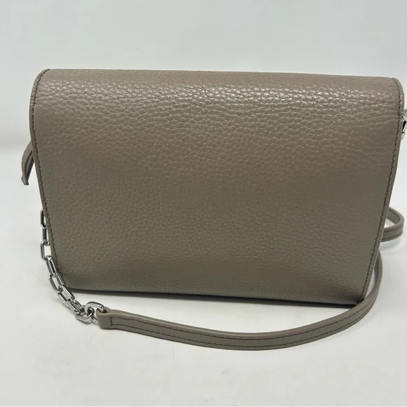 Tory Burch Britten Combo Crossbody Shoulder Bag Taupe Leather Silver Hardware - Picture 7 of 14